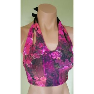 Elizabeth Jane reversible bralette halter bikini top size XL